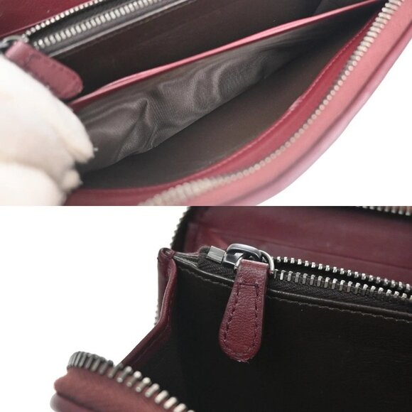BOTTEGA VENETA Intrecciato Long Zip Around Wallet Purse Leather Red 65KB080 - Picture 12 of 15
